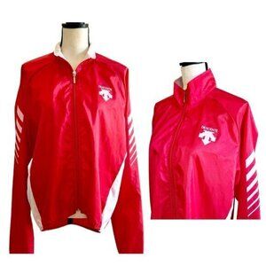DESCENTE Red and White Men's Light Weight Windbreaker Cycling Jacket- LARGE